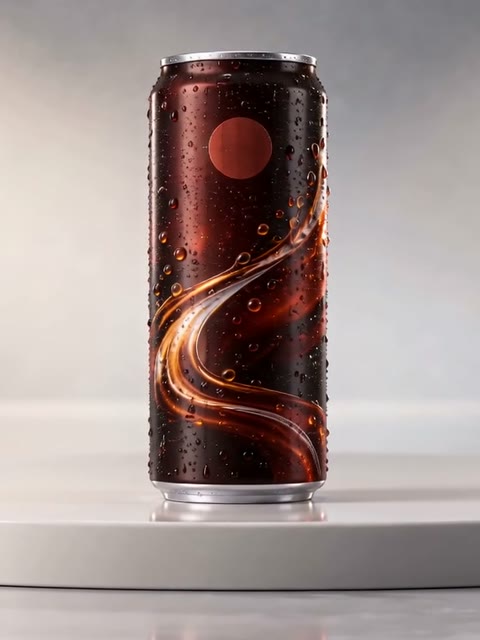 A dark cola SIP can on a circular plinth.
